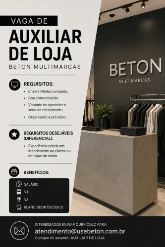 Vaga emprego de Auxiliar de loja