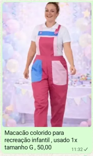 Macacão para recreação infantil Semi Novo G/GG