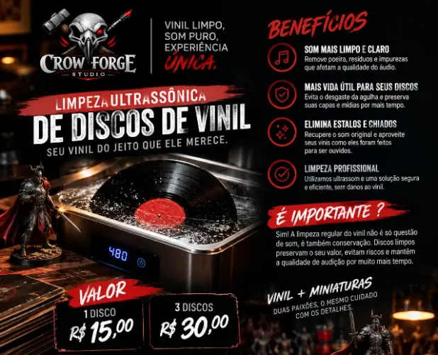 Limpeza Ultrassônica de discos de vinil
