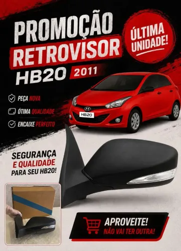 Retrovisor HB20 eletrônico c/seta LD passageiro 