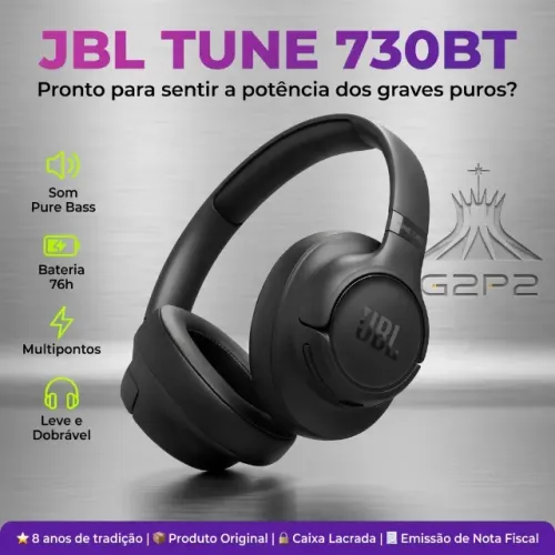 FONE DE OUVIDO JBL TUNE 730BT BLUETOOTH - REVENDA AUTORIZADA - ORIGINAL - LACRADO