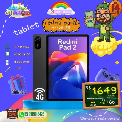 Tablet xiaomi Redmi pad 4g Chip Redmi pad 2 novo lacrado original e garantia de 14 meses