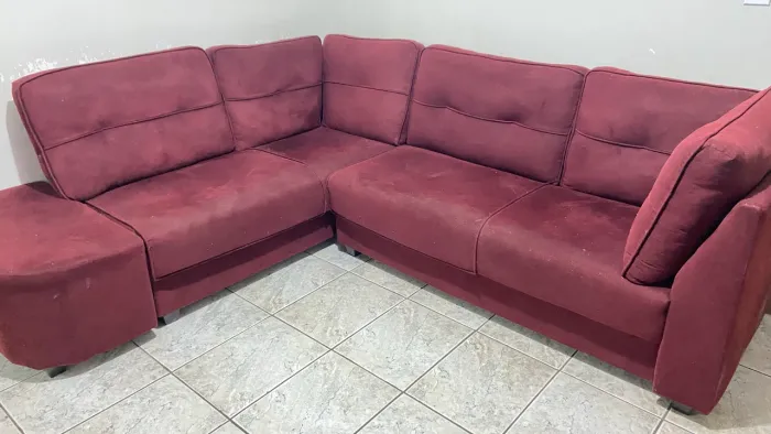 Sofá de Canto Confortável - Cor Vinho/Bordô