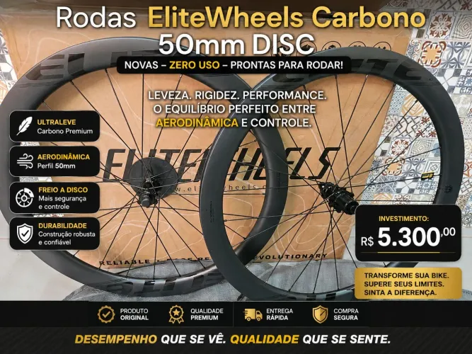 Rodas Speed Disc Elite 50mm novas com pneu tubeless continental 700x30