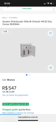 Quadro distribuição 100amperes 44/32 CEMAR