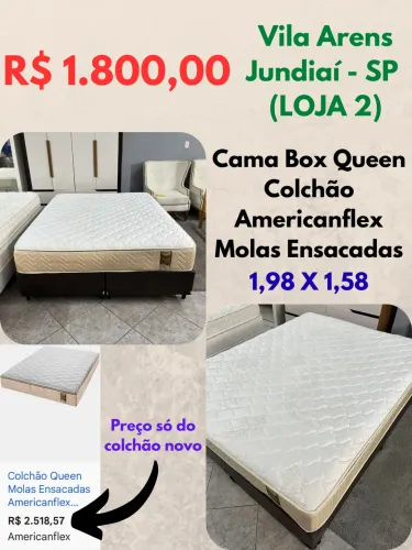 Cama Box Queen com colchão Americanflex Molas Ensacadas