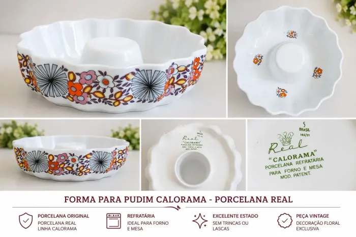 Forma Refratária Antiga Porcelana Real Calorama - Vintage - Forno e Mesa