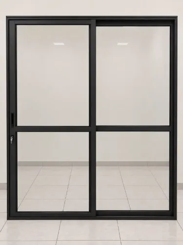 PORTA DE CORRER DE VIDRO - LINHA 25 PREMIUM (ALUMÍNIO PRETO)