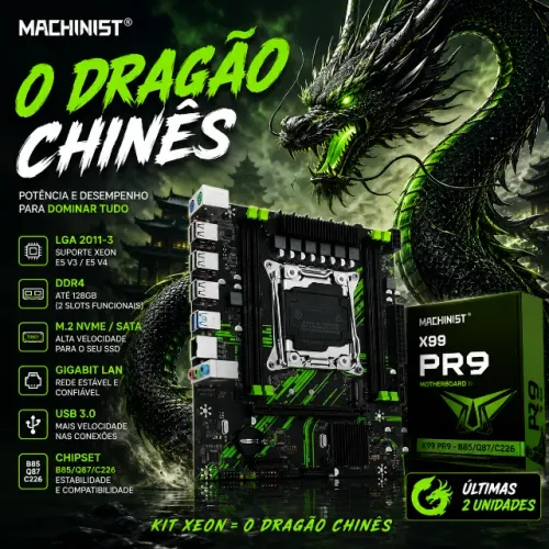 Placa Mãe Xeon X99 Machinist DDR4 NVMe M.2 - Nova (Última Unidade)