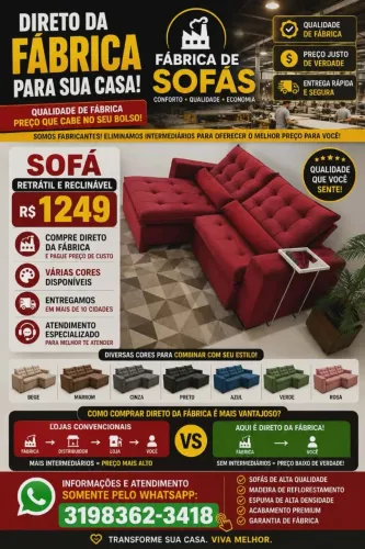 SOFÁ RETRÁTIL E RECLINÁVEL CHILENO 