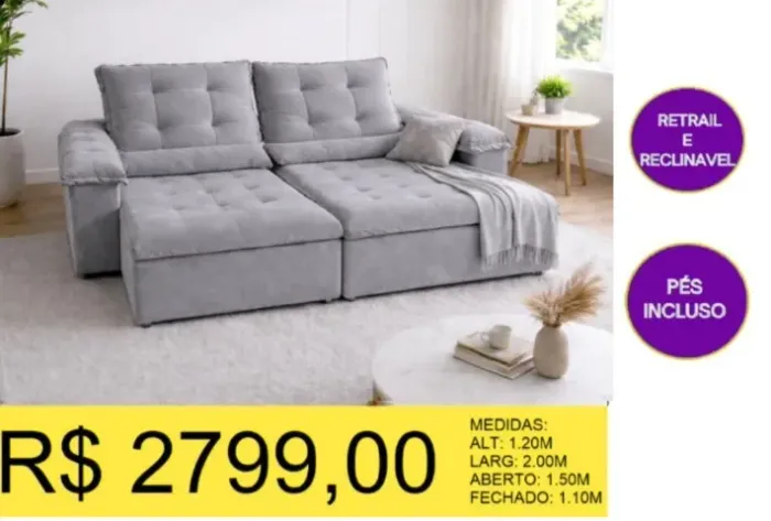 ESTOFADO RETRATIL E RECLINAVEL A PRONTA-ENTREGA