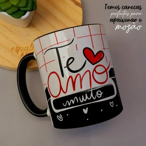 Caneca Personalizada com Alça e interior colorida