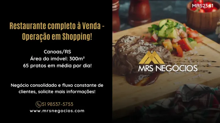 Restaurante completo à Venda - Operação em Shopping, Canoas/RS