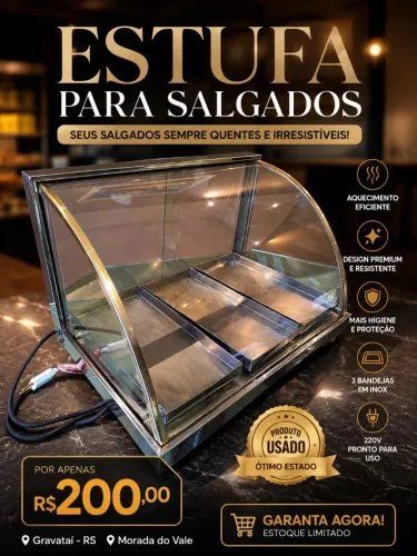 Estufa para salgados 220v usada 31x47x32 