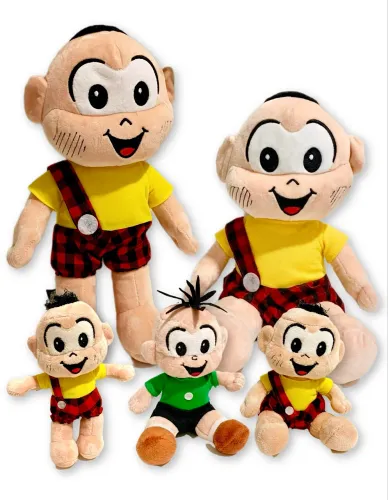 kit 5 pelúcias turma da mônica cascão cebolinha