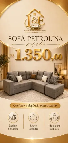 Sofá de canto Petrolina com Puff