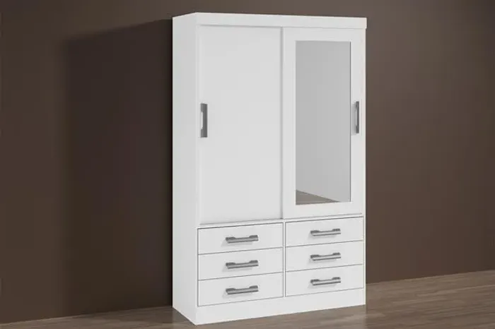 Roupeiro Meridian Plus 2P6G com Espelho Branco D Doro