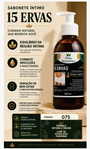 Sabonete íntimo 15 Ervas Natural e Vegano