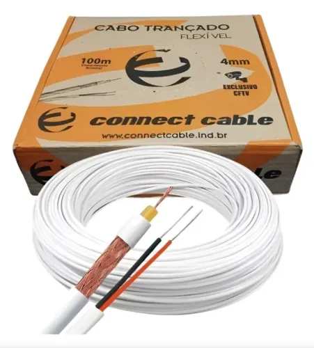  Cabo Cftv Coaxial 4mm Com Alimentação Multitoc Muca2084 ( 100 Metros )
