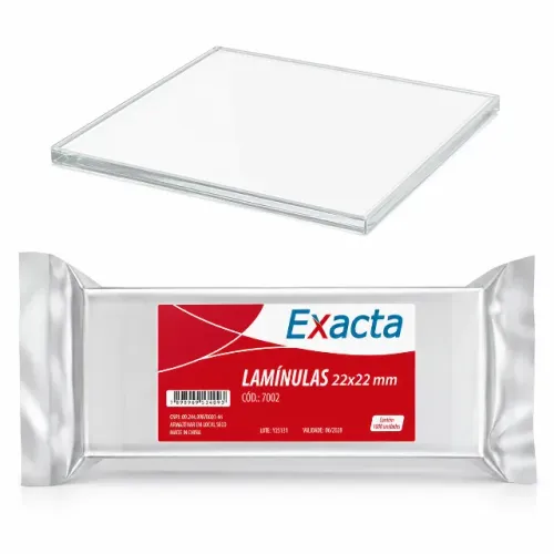 Lamínula de Vidro 22x22mm Caixa 1000 Unidades - Exacta