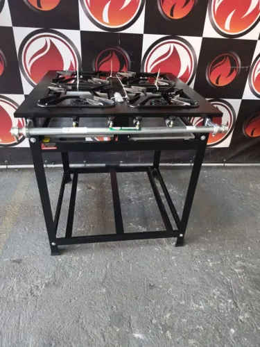 Fogão industrial de ferro 4 bocas simples alta pressão grelha 30x30 perfil 7 marca crista