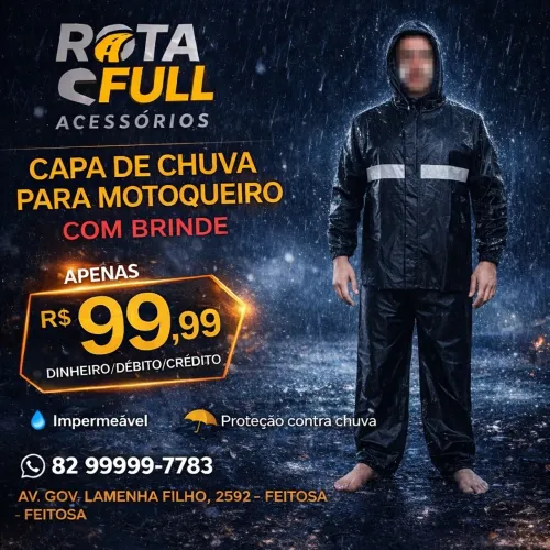 Capa de chuva motoqueiro + BRINDE 