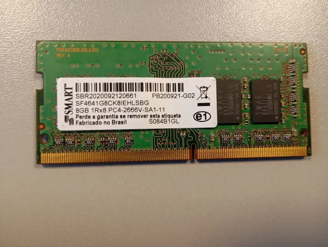 Memória RAM 8gb SMART 2666Mhz DDR4