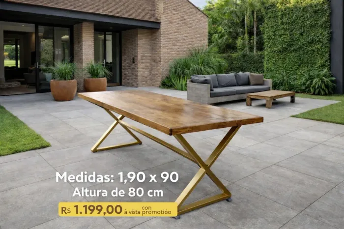 Mesa estilo industrial 1,90x0,90 fazemos sob medida