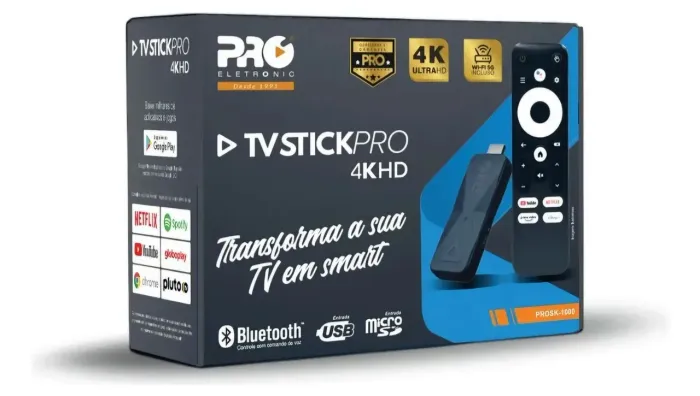 Tv Stickpro 4k Proeletronic Controle Por Voz Android Tv Preto