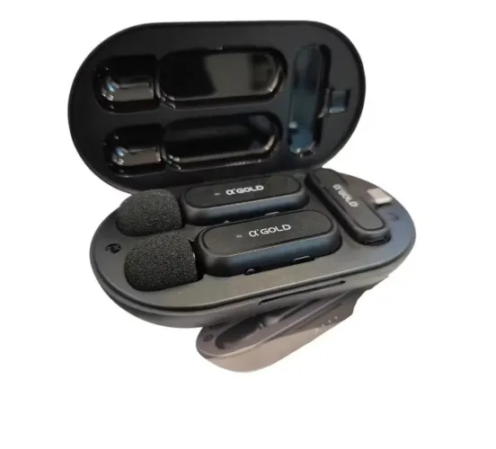 ? Microfone De Lapela Sem Fio Duplo a'Gold Plus MCF-11 (Tipo-C 2 em 1) Profissional ?
