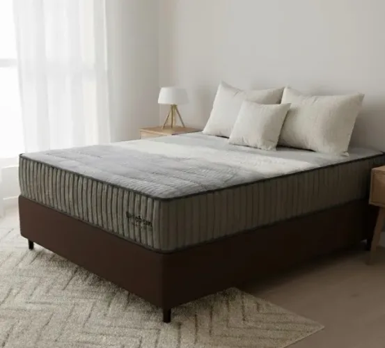 Cama Box Casal Confort Premium HR33 com Base Marrom
