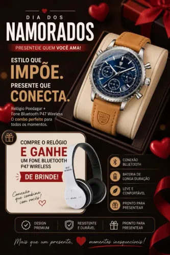 Relógio Poedagar Pulseira de Couro