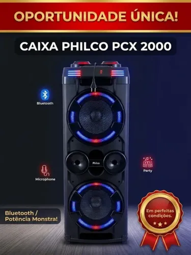 Caixa de SOM Philco PCX 2000 Bluetooth - Perfeita para Festas (Aceito PIX)