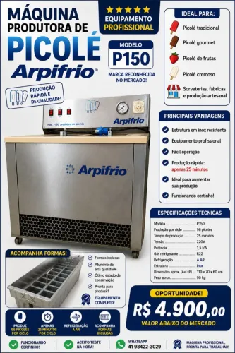 MÁQUINA PRODUTORA DE PICOLÉ ARPIFRIO P150