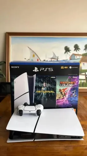 PS5 Slim Digital 1TB - Pouco uso, com caixa e cabos