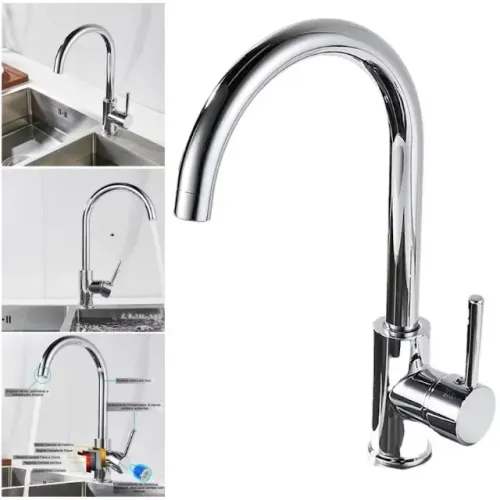 Torneira de Inox Gourmet Misturador Quente e Fria P/cozinha Pia, Mesa Fc-117