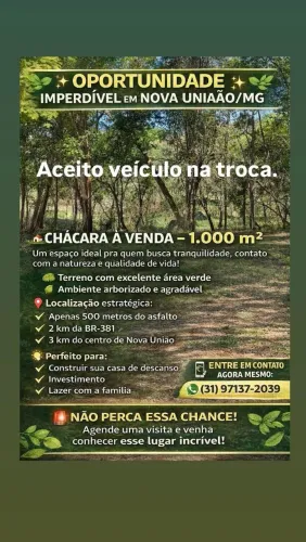 Chácara 1000m2 Nova União