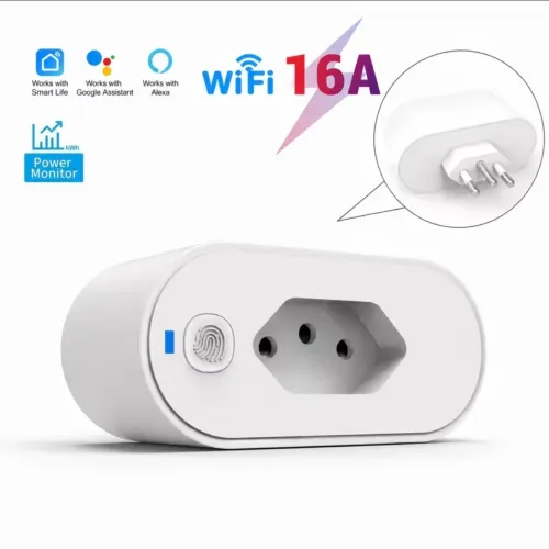 Tomada inteligente Wi-Fi 16A Tuya Smart Life Alexa Google Home Monitor Energia Bivolt NOVO