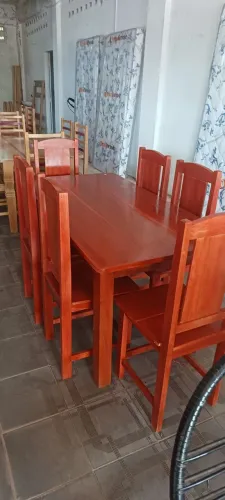 Mesa de 6 cadeiras madeira macacauba vermelha