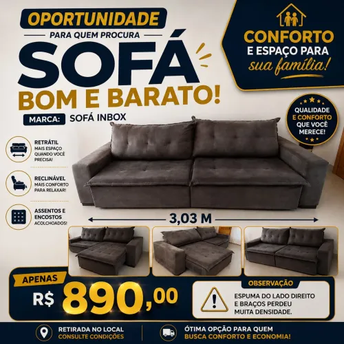 Sofá Retrátil Reclinável