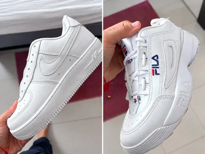 Dois tênis Nike e Fila por 80 reais