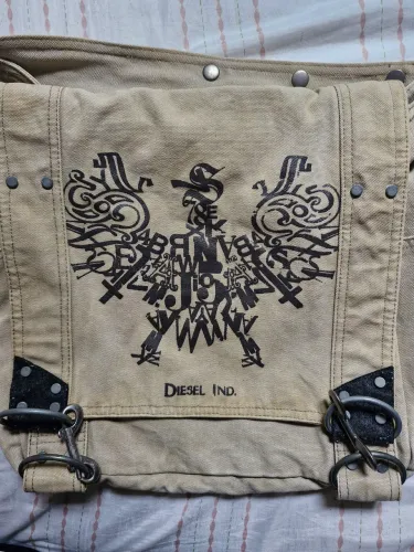 Bolsa mensageiro em lona caqui Diesel