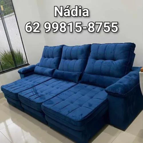 SOFÁ RETRÁTIL E RECLINÁVEL AZUL E VARIAS CORES