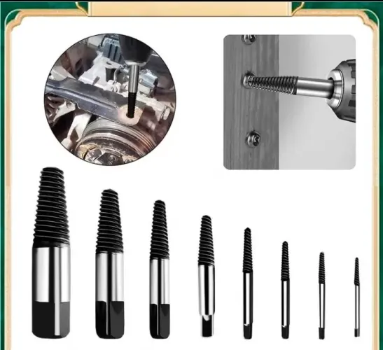 Conjunto de 8 peças para extração de parafuso quebrado com rosa fina, extrator de parafuso