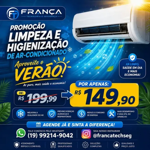 LIMPEZA E HIGIENIZAÇÃO DE AR-CONDICIONADO PROMOÇÃO
