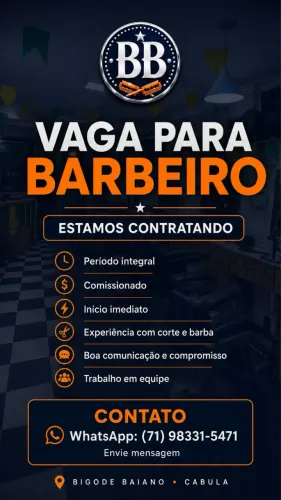 VAGA PARA BARBEIRO NO CABULA
