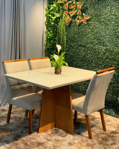 Mesa de Jantar 120x90 Com 4 Cadeiras 100% Madeira
