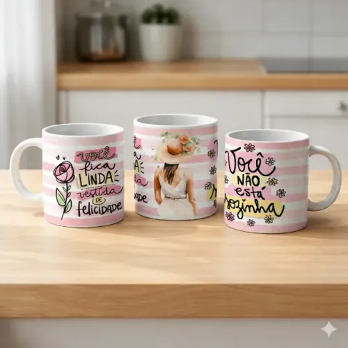 Canecas Porcelana 325ML Personalizadas DIA DAS MULHERES
