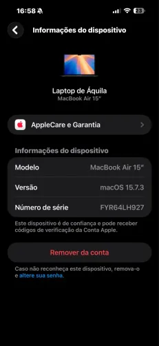 MacBook M3 tela 15p 512GB 
