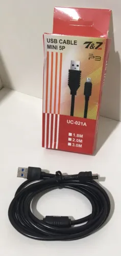 Cabo USB Mini 5P V3 Para Carregar E Sincronizar Dados Kit com 2 unidades - NOVO
